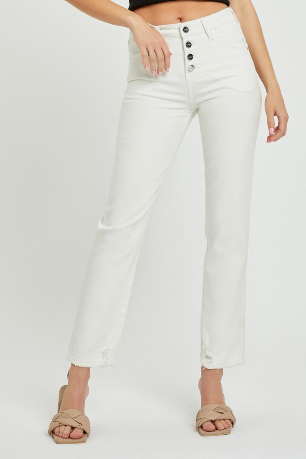 RISEN Mid-Rise Tummy Control Straight Jeans