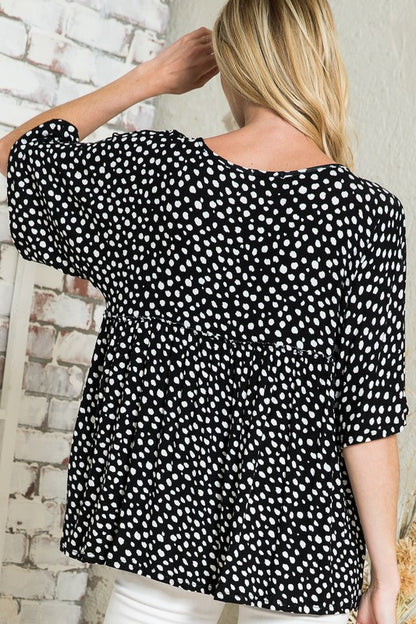 Dot Kimono Sleeve Top-PLUS