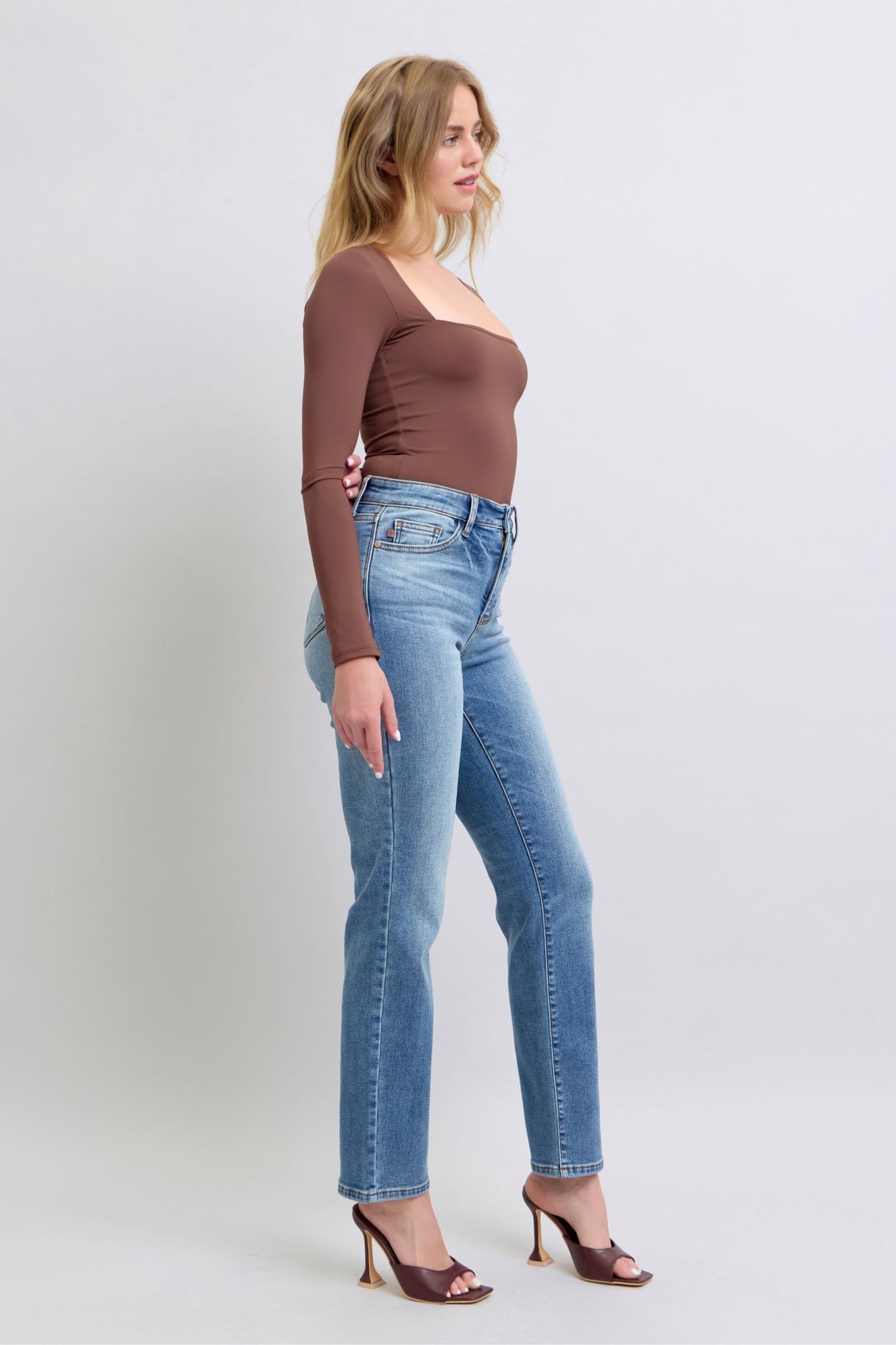 Judy Blue Run Vintage Wash Thermal Straight Jeans