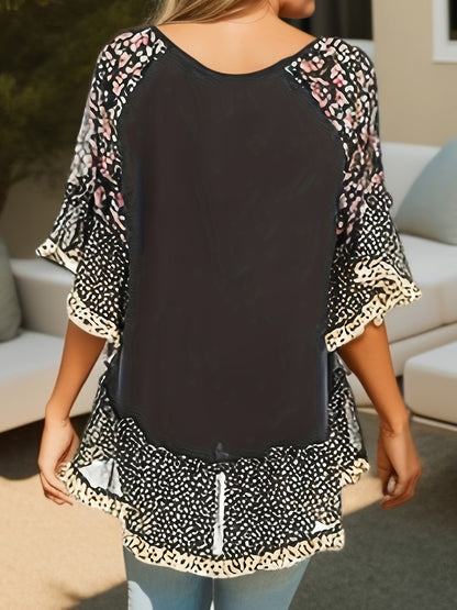 Frill Printed Blouse