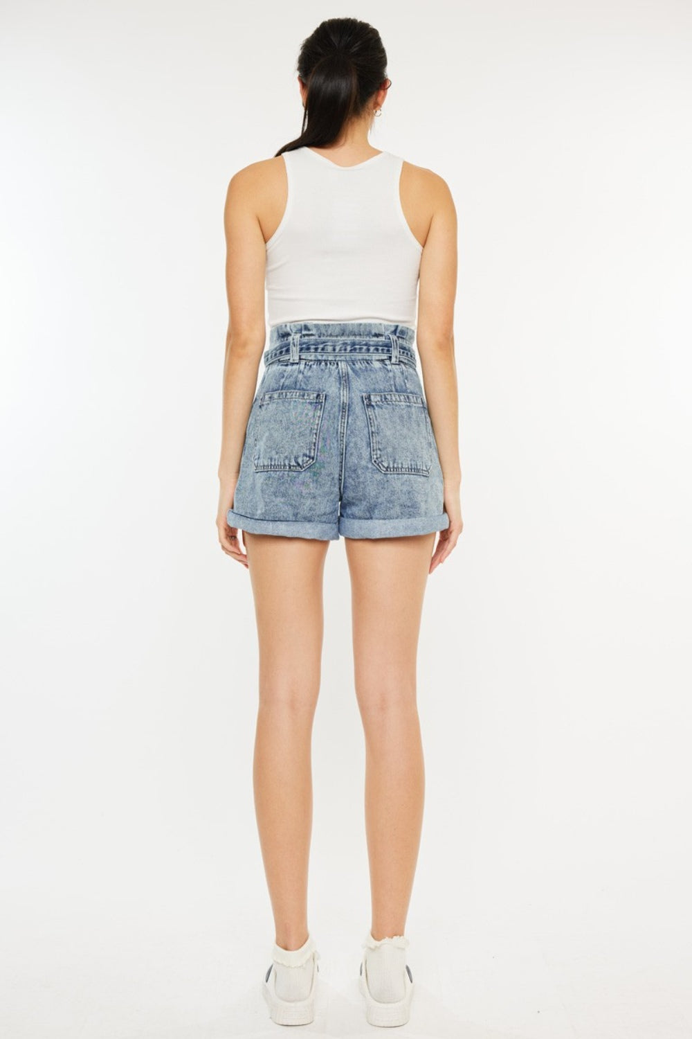 KanCan Ultra High Rise Paperbag Denim Shorts