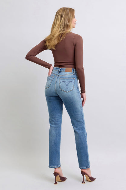 Judy Blue Run Vintage Wash Thermal Straight Jeans