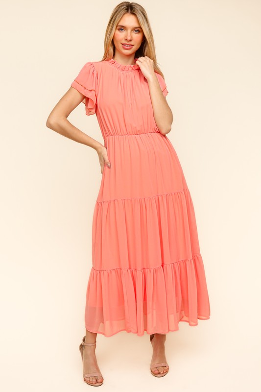 Haptics Tiered Frill Short Sleeve Dress