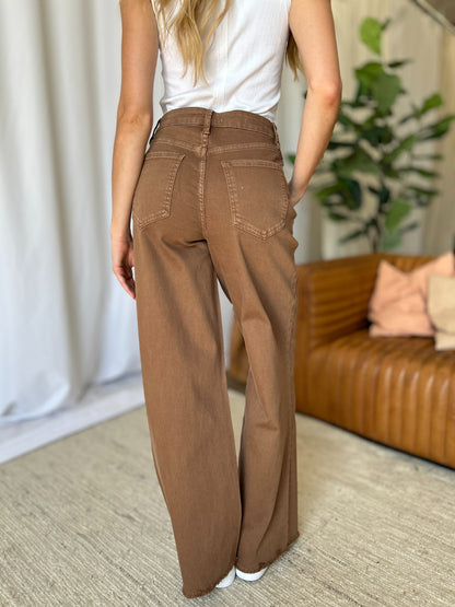 RFM High Rise Garment Dyed Wide Leg Jeans