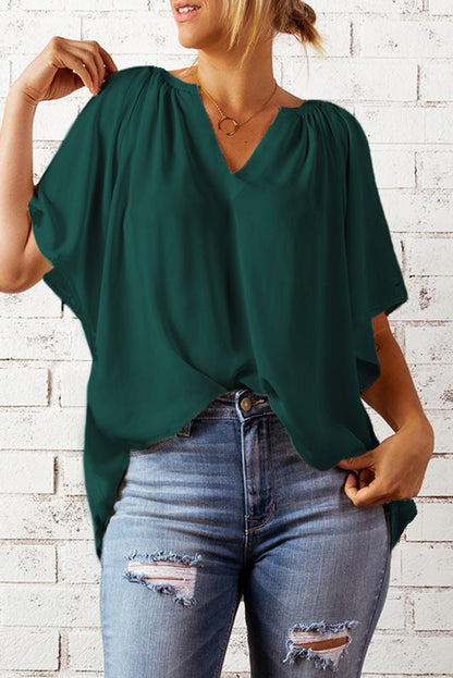 Gathered Flutter Sleeve Top