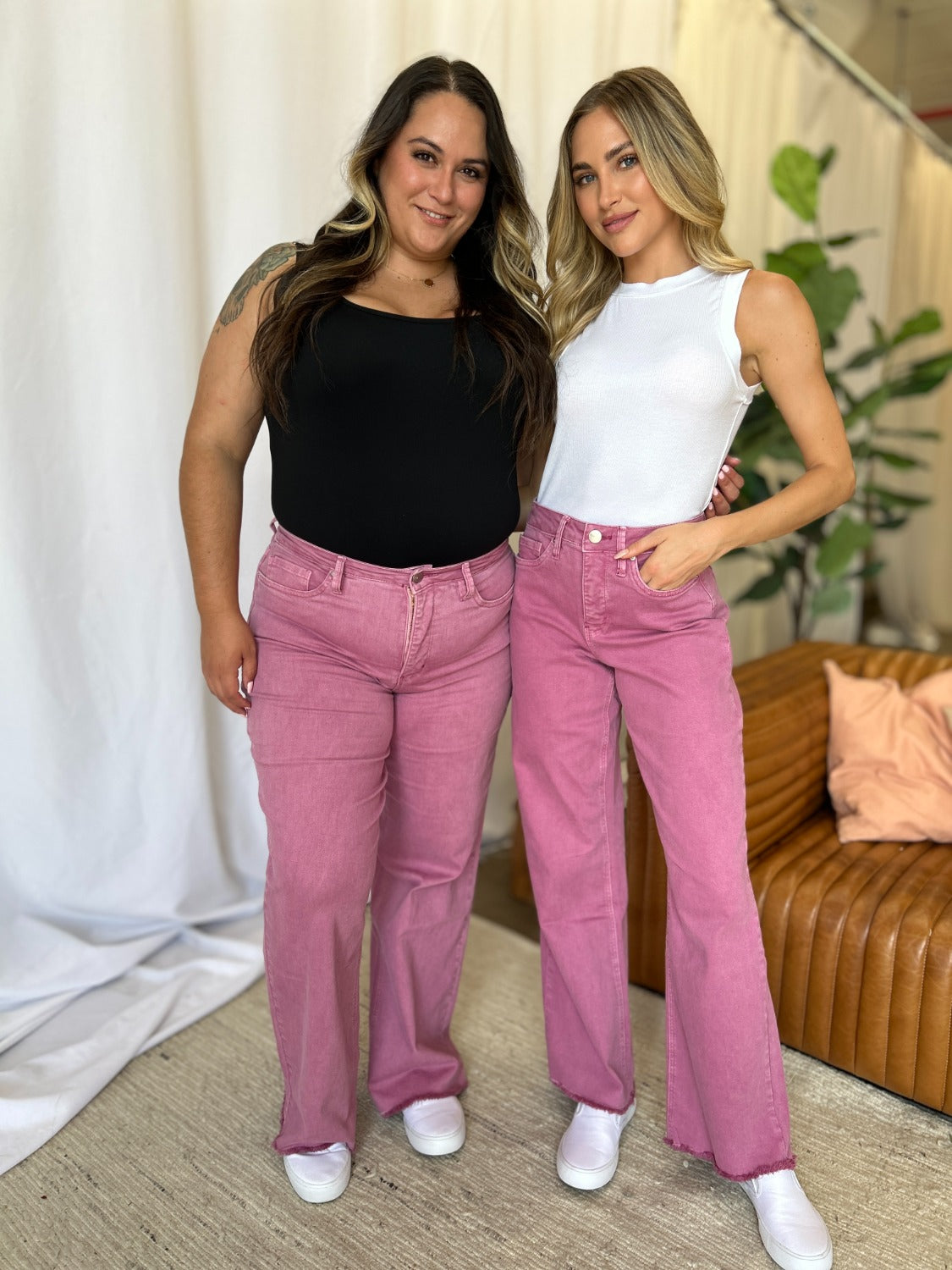 RFM High Rise Garment Dyed Wide Leg Jeans