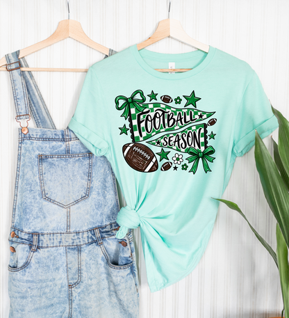 Green/Black Football Season Bella Canvas Graphic Short Sleeve Tee