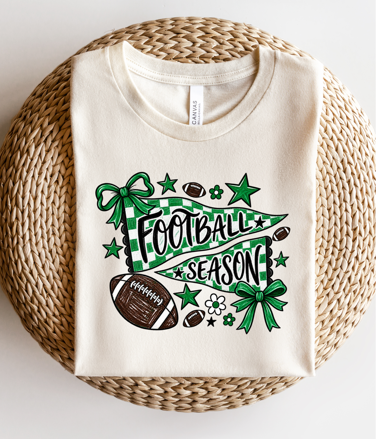Green/Black Football Season Bella Canvas Graphic Short Sleeve Tee
