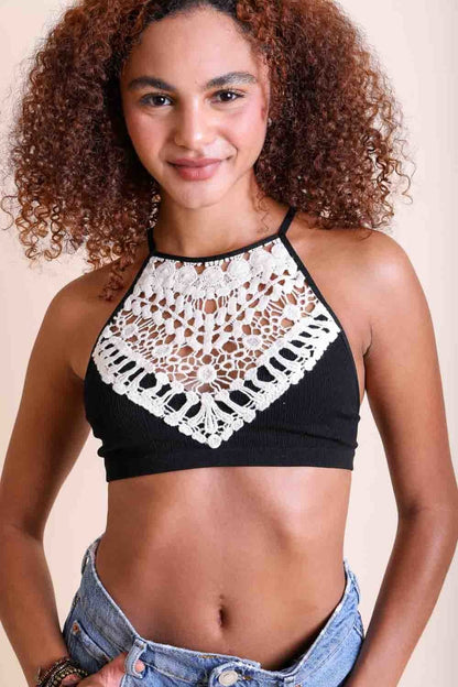 High Neck Crochet Lace Bralette – Stylish Layering Essential