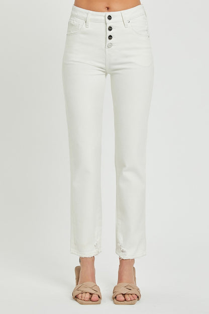 RISEN Mid-Rise Tummy Control Straight Jeans