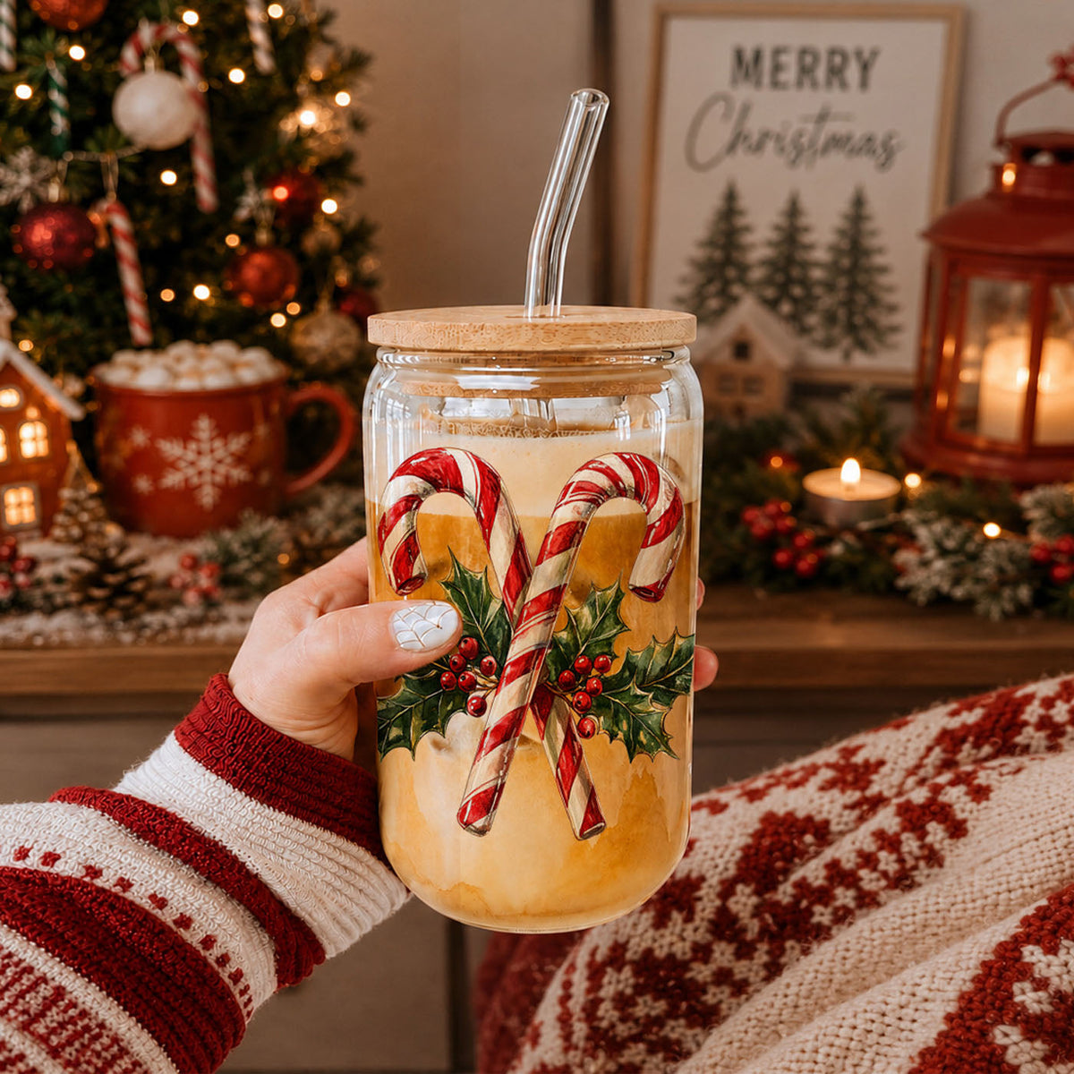 Candy Cane Holly 17oz