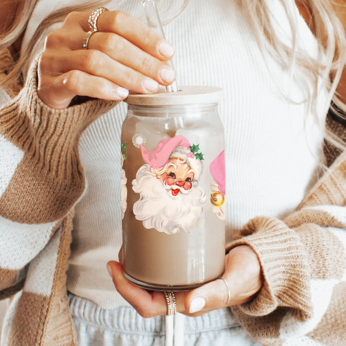 Vintage Pink Santa 17oz
