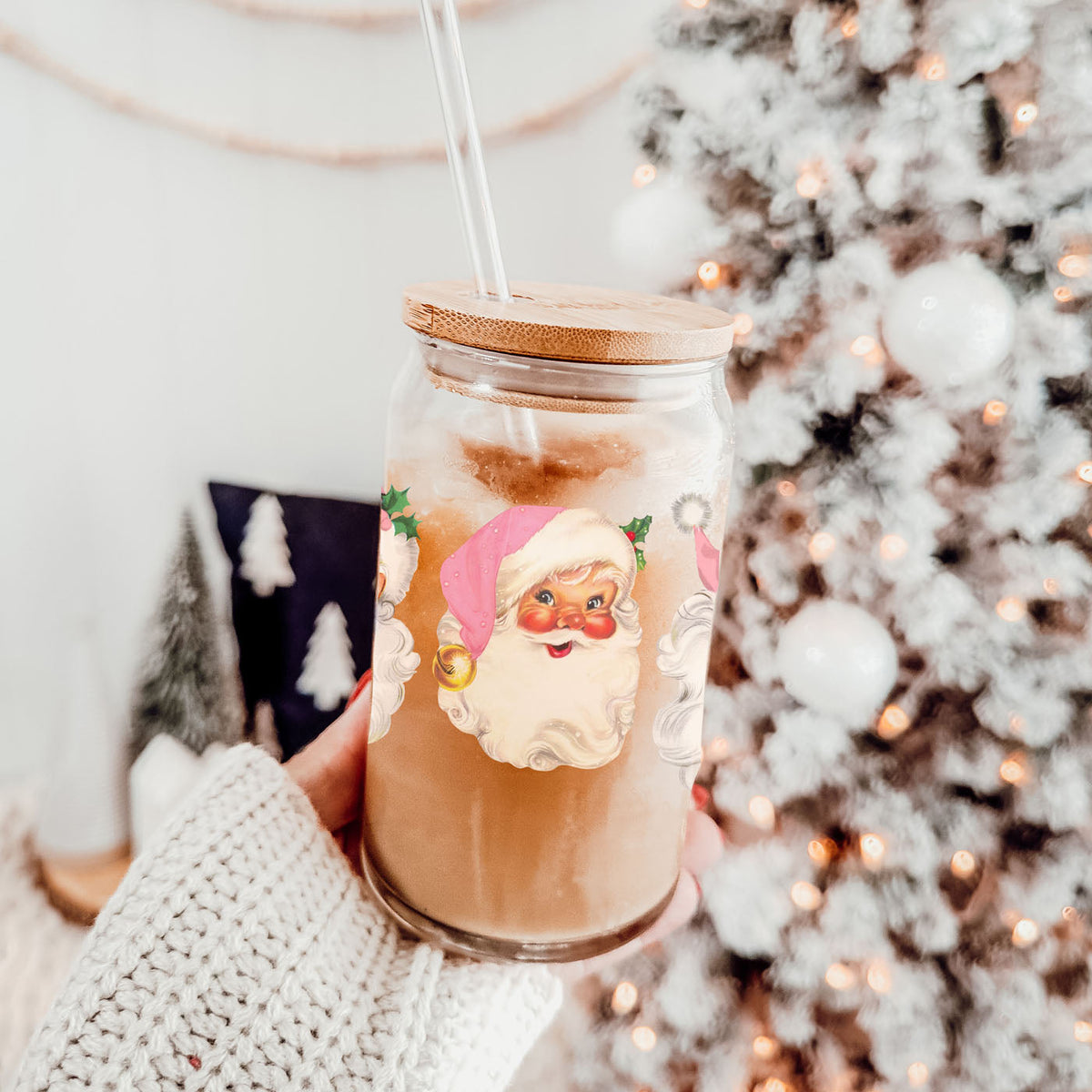 Vintage Pink Santa 17oz