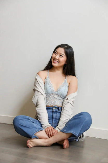 Racerback Flower Lace Bralette Padded