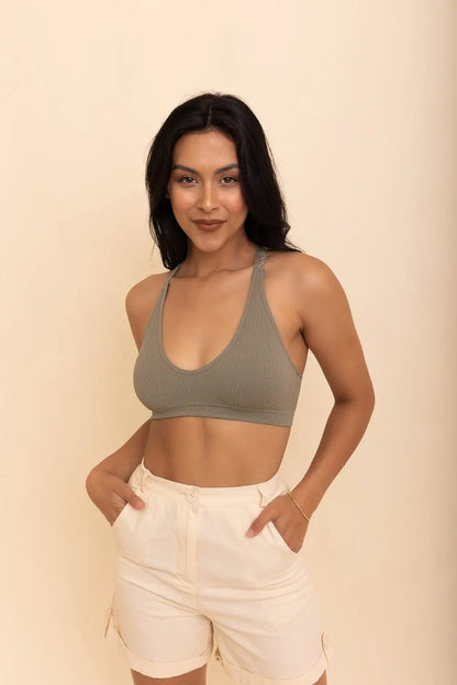 Lacey Racerback Seamless Bralette – Soft Wireless Lace Comfort