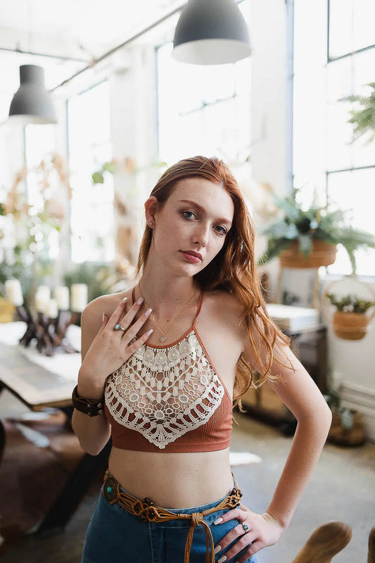 High Neck Crochet Lace Bralette – Stylish Layering Essential