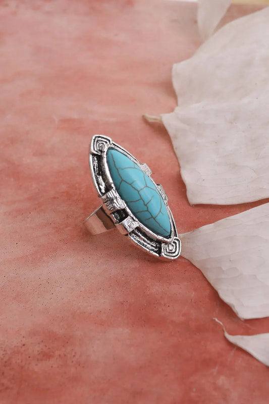Turquoise Marquise Cut Silver Ring🩵