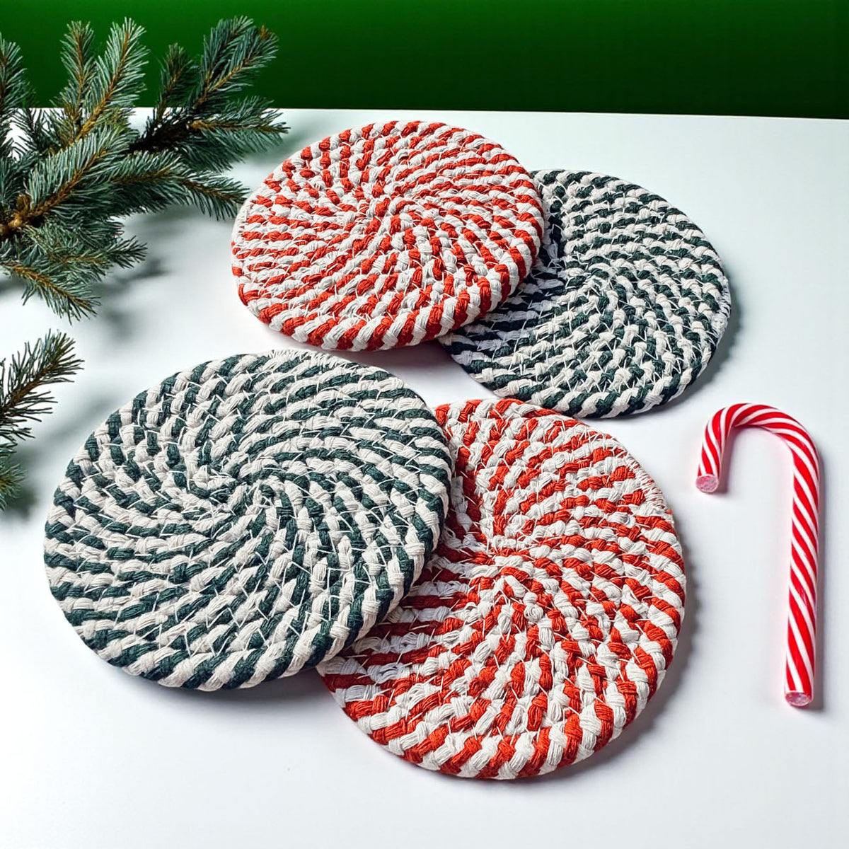 Candy Cane Coaster 4pk