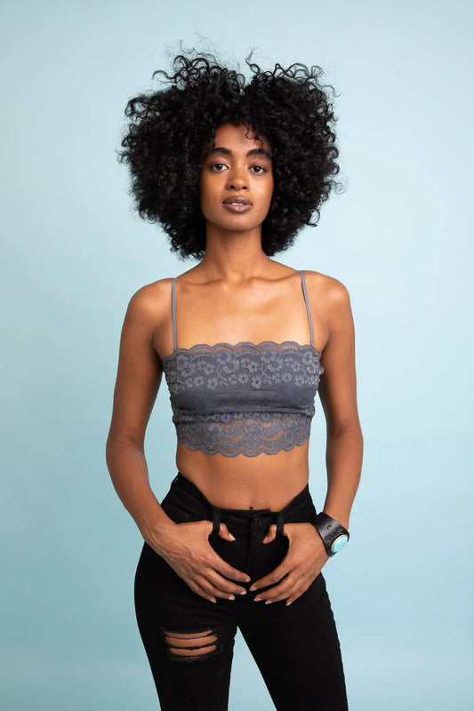 Wide Lace Bandeau w/ Detachable Straps