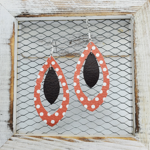Orange & White Polka Dot Leather Earrings Collection