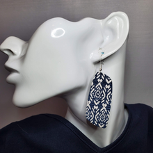 Load image into Gallery viewer, Navy Shibori Boho Leather Earrings
