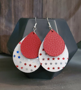 Patriotic Leather Earrings