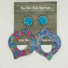 Load image into Gallery viewer, Aqua Tie Dye Leather Earrings
