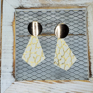 Metallic Gold and Ivory Leather Earrings