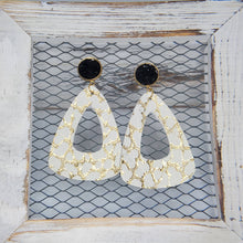 Load image into Gallery viewer, Metallic Gold and Ivory Leather Earrings
