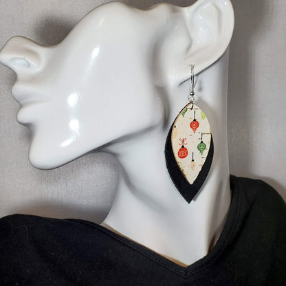 Christmas Ornaments Cork/Leather Earrings