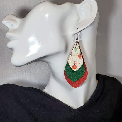 Christmas Ornaments Cork/Leather Earrings