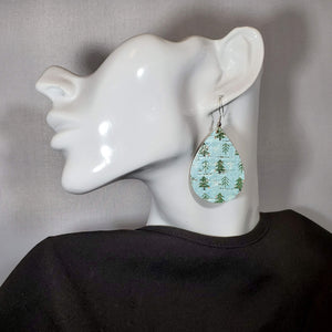 Aqua Christmas Cork/Leather Earrings