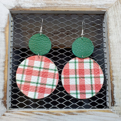 Christmas Plaid Leather Earrings