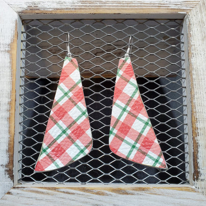 Christmas Plaid Leather Earrings