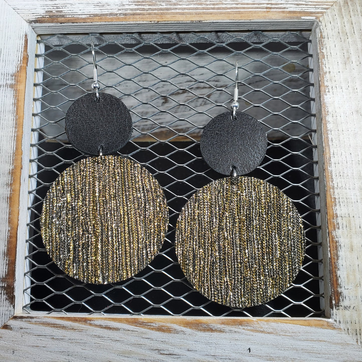 Silver & Gold Leather Earrings
