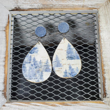 Load image into Gallery viewer, Blue Christmas Cork/Leather Earrings
