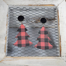 Load image into Gallery viewer, Buffalo Plaid-Red/Black Leather Earrings
