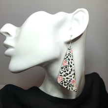 Load image into Gallery viewer, Rose Over Leopard Cork/Leather Earrings
