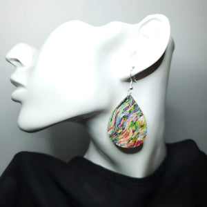 Psychedelic Rainbow Cork/Leather Earrings