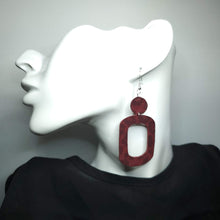 Load image into Gallery viewer, Burgundy Suede Leopard Leather Earrings
