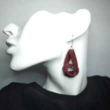 Load image into Gallery viewer, Burgundy Suede Leopard Leather Earrings
