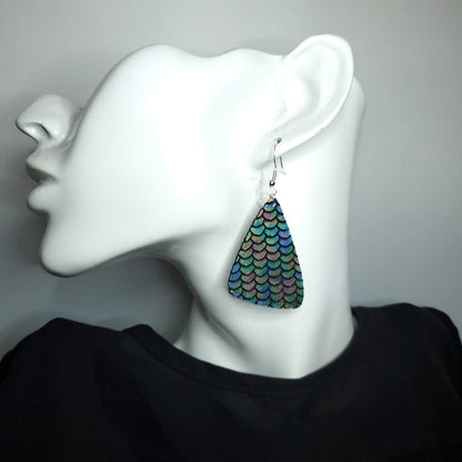 Metallic Mermaid Leather Earrings