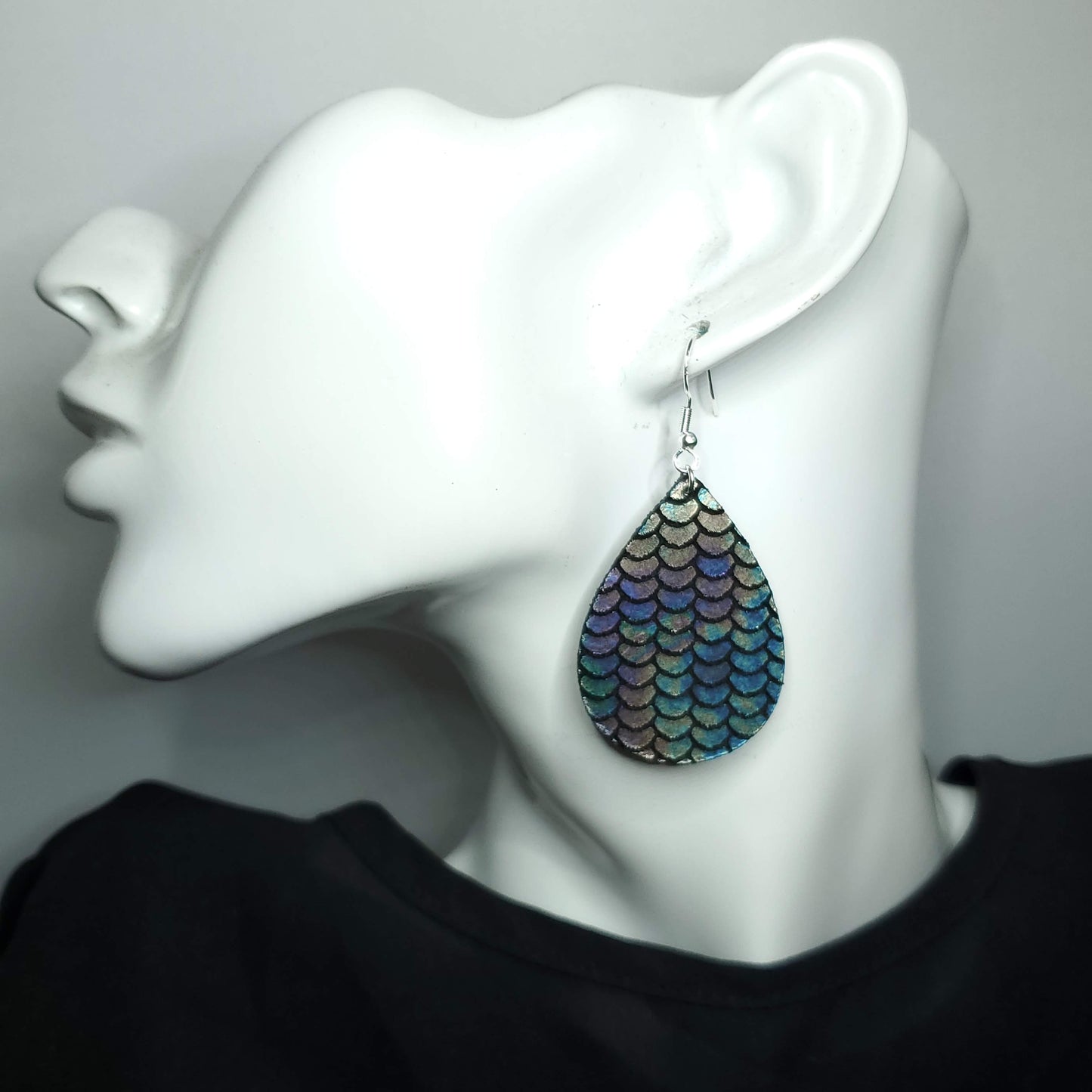 Metallic Mermaid Leather Earrings