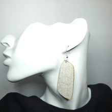 Load image into Gallery viewer, Tan Broken Chevron Cork/Leather Earrings
