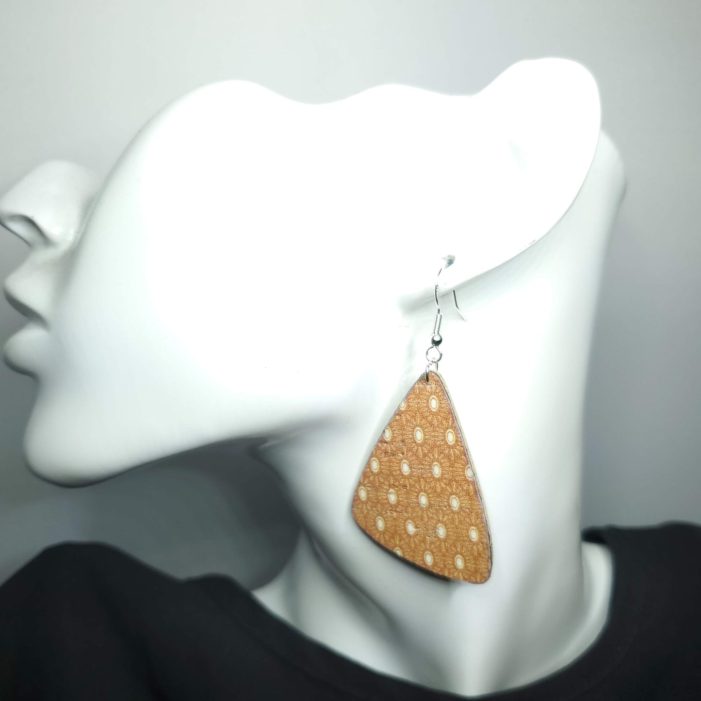 Boho Crest on Burnt Mustard Leather Earrings