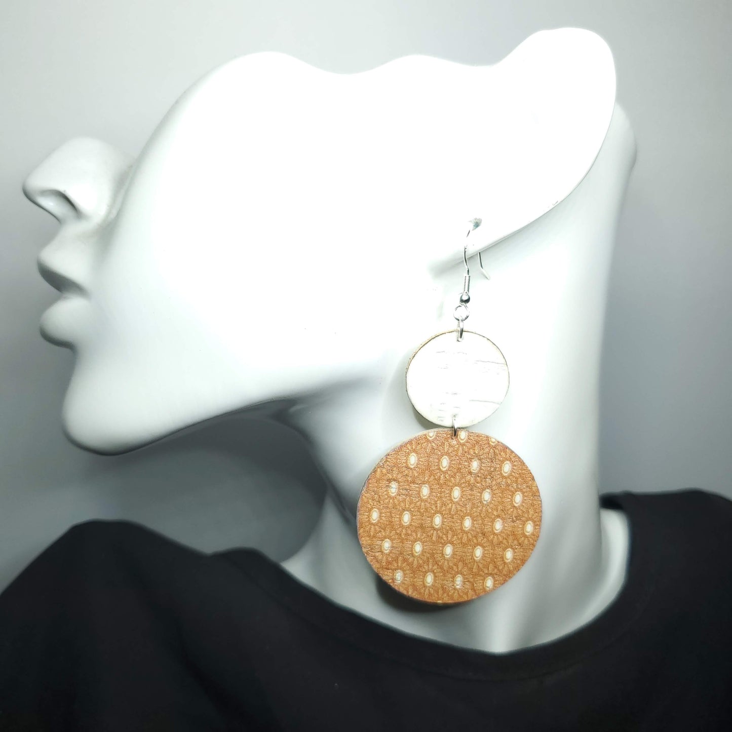 Boho Crest on Burnt Mustard Leather Earrings