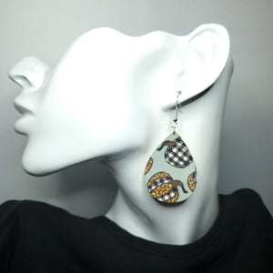 Leopard and Buffalo Plaid Pumpkin Earrings