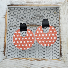 Load image into Gallery viewer, Orange &amp; White Polka Dot Leather Earrings Collection
