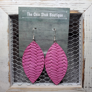 Hot Pink Braided Leather Earrings