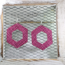 Load image into Gallery viewer, Hot Pink Saffiano Leather Earrings
